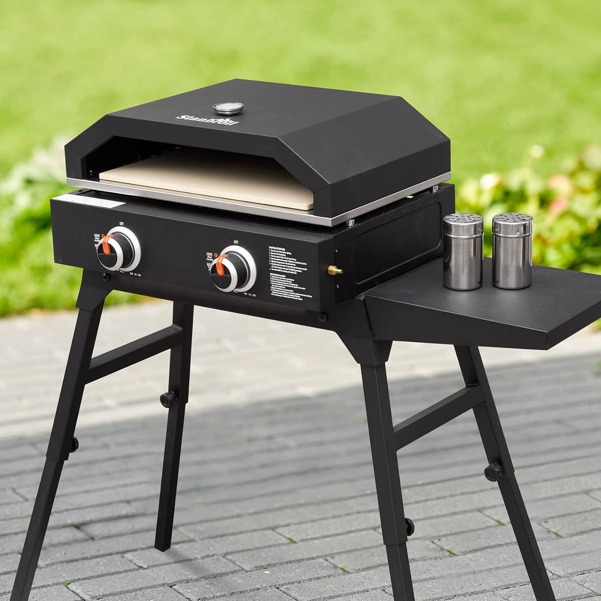 Outdoor Pizza Oven with Temperature Gauge, 17.3 in. x 12 in. Pizza Stone Q165470