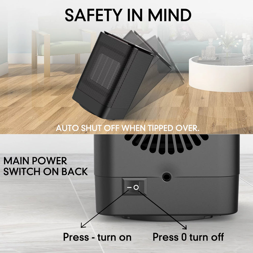 950W Portable Ceramic Heater with Oscillation, Black Q935