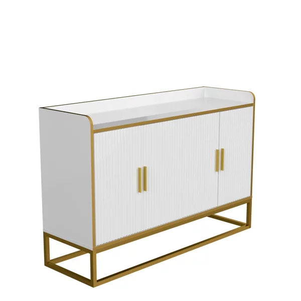 White Gloss Storage Cabinet with Metal Legs P105