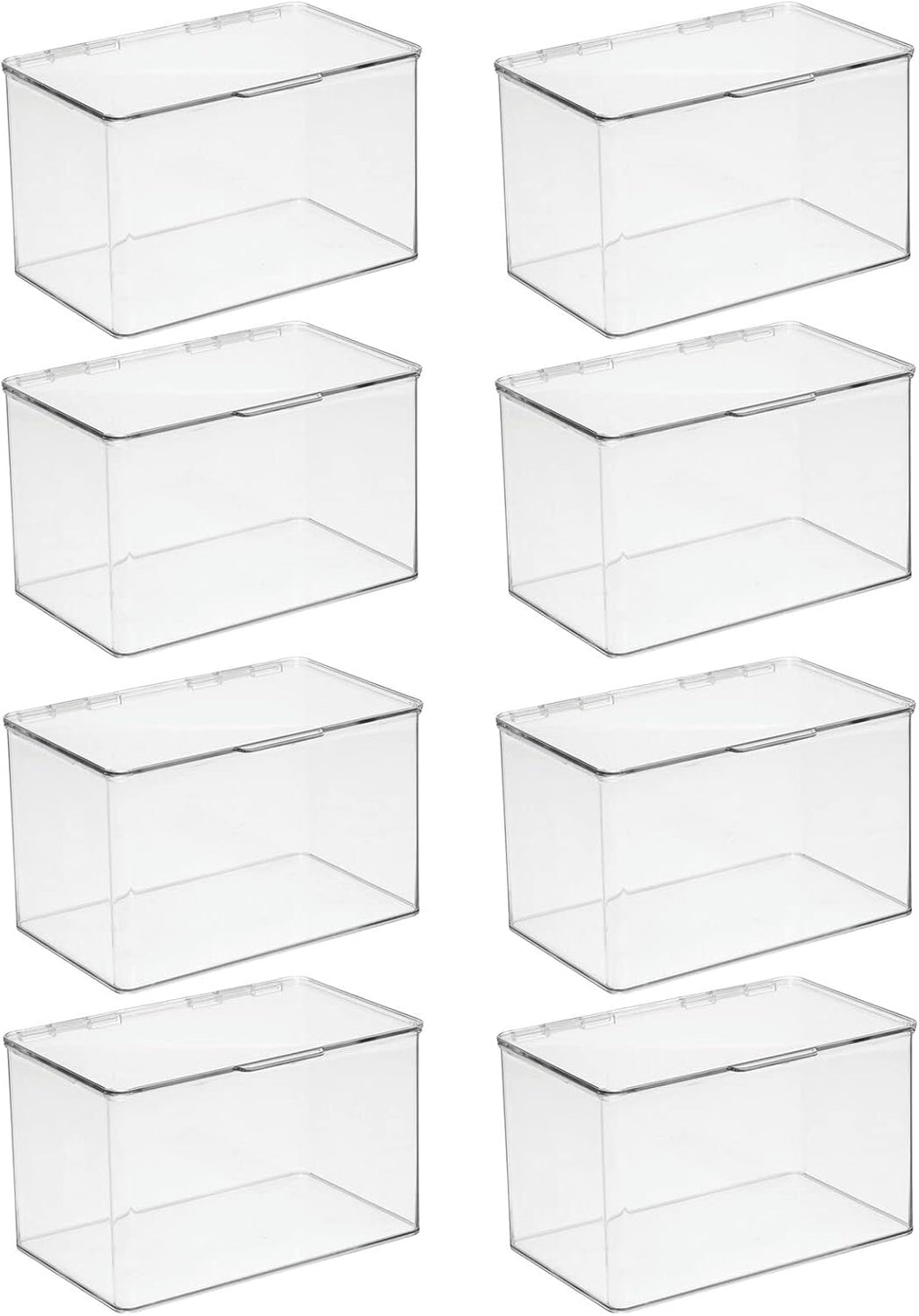 Clear 8 Pack Stackable Plastic Storage Bin with Lid Y20281