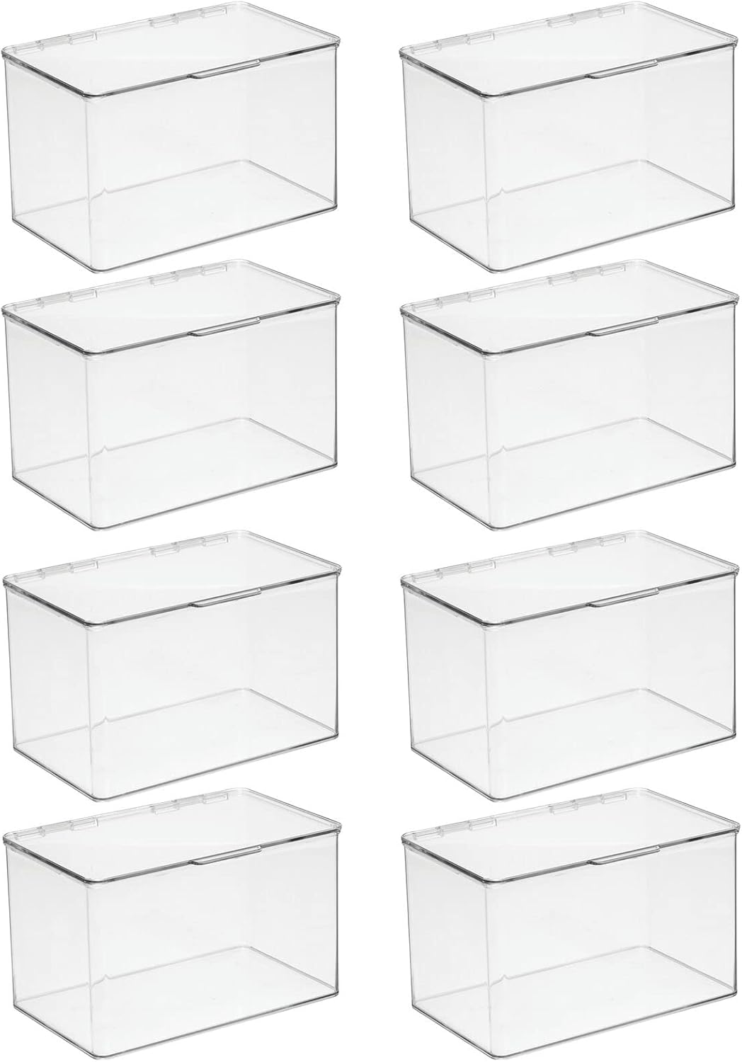 Clear 8 Pack Stackable Plastic Storage Bin with Lid Y20281