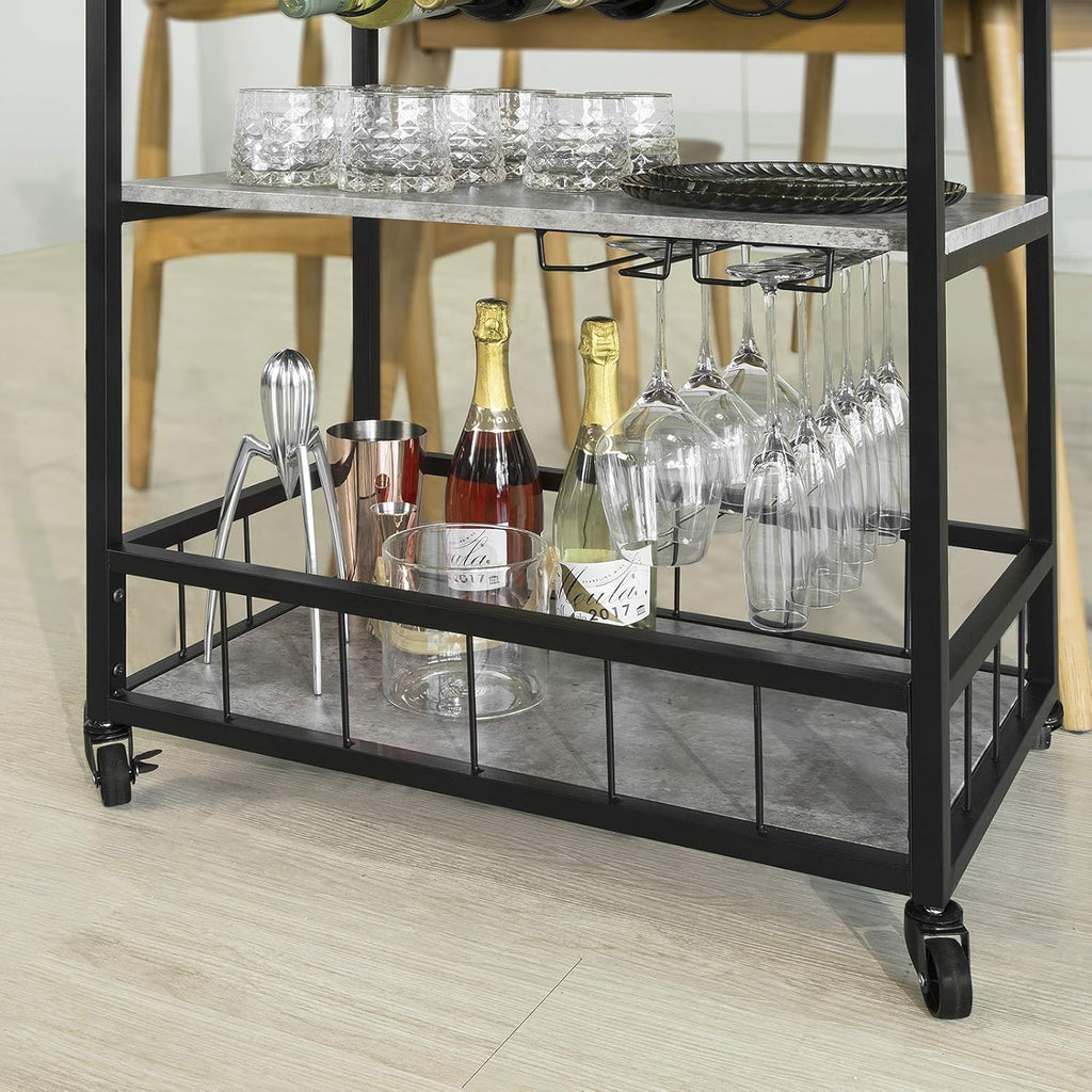 Rustic Mobile Wood Metal Serving Cart C946945