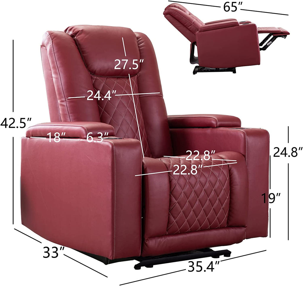 Power Recliner Chair Set of 3 PU Leather Black L363821