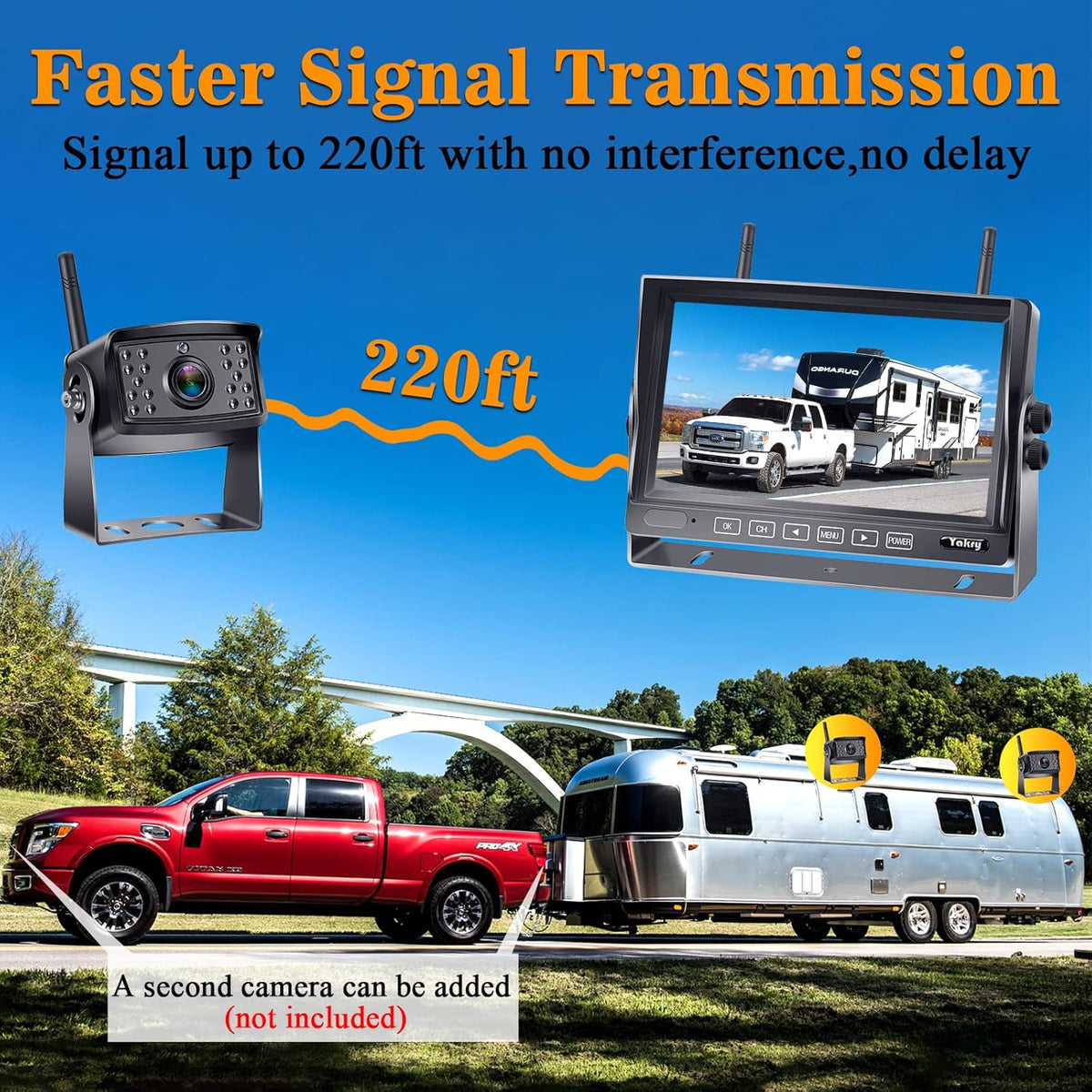 Wireless Backup Camera RV HD 1080P 7 Inch Monitor Four Channels DVR Recorder Bluetooth Rear View System Night Vision I376932