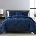 Navy Pintuck Comforter Set Queen I1212