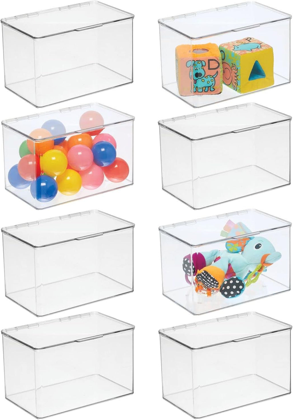 Clear 8 Pack Stackable Plastic Storage Bin with Lid Y20281