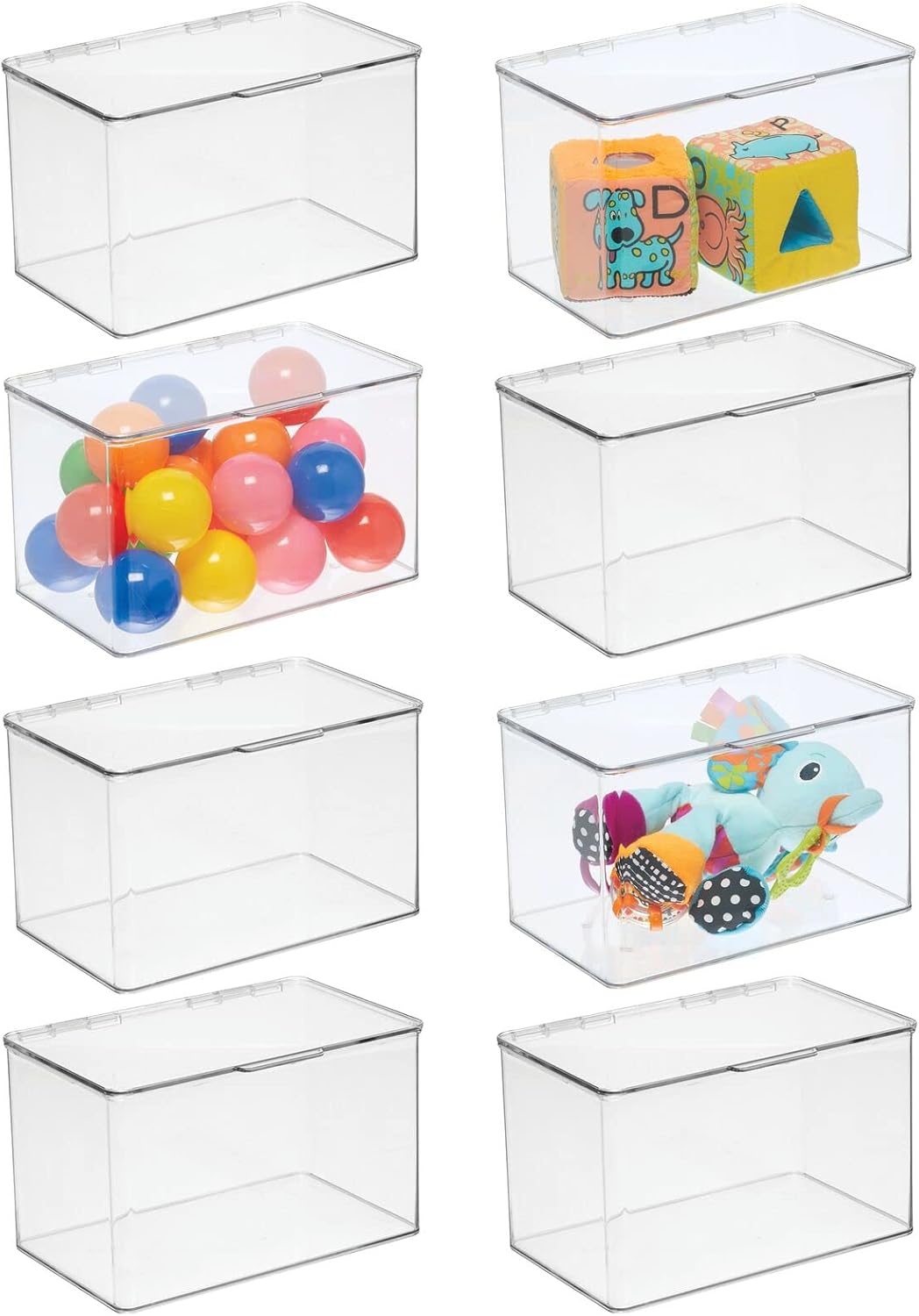 Clear 8 Pack Stackable Plastic Storage Bin with Lid Y20281