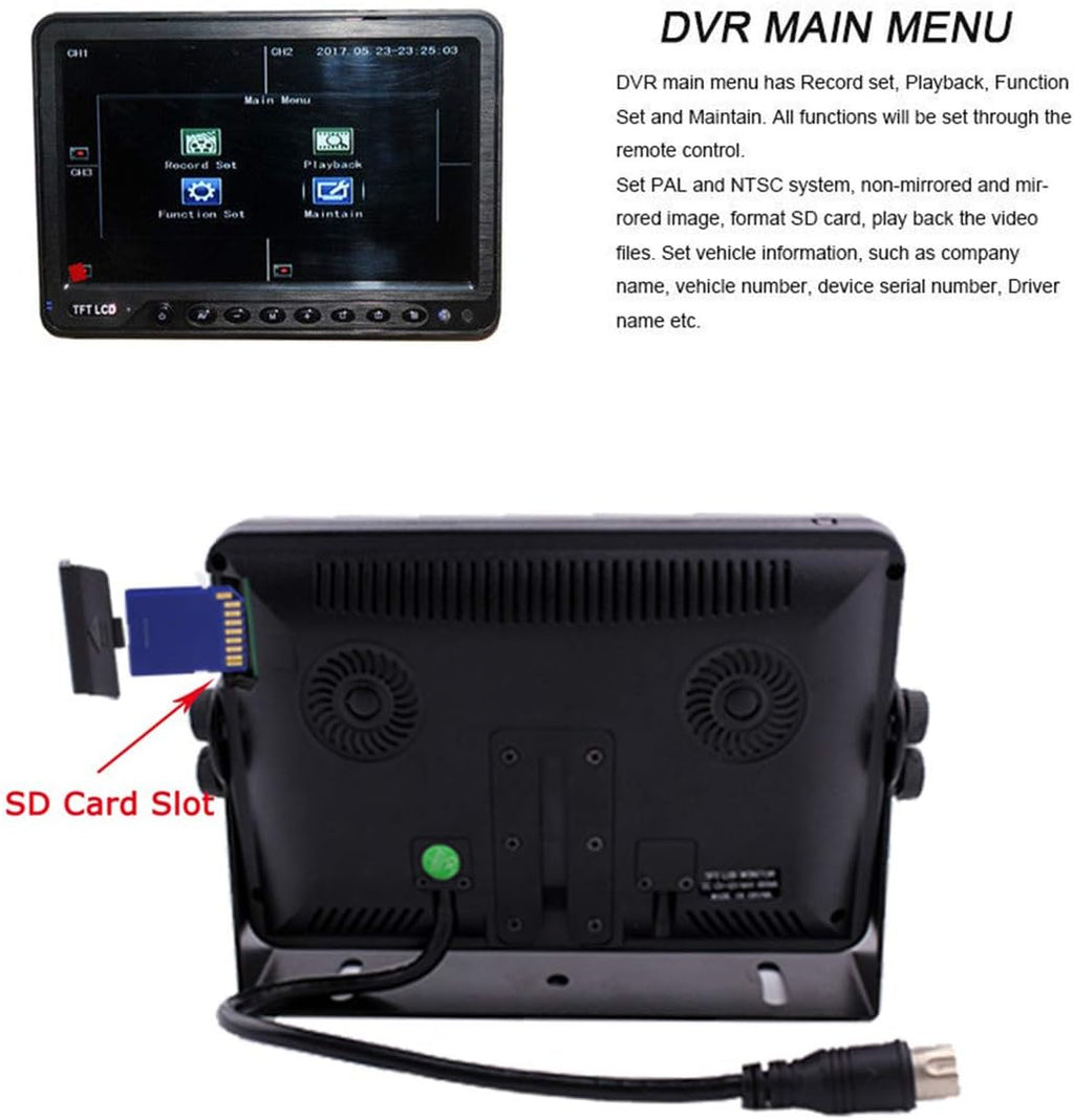 7 inch Quad Split Screen Backup Camera Monitor with DVR Recorder B67523