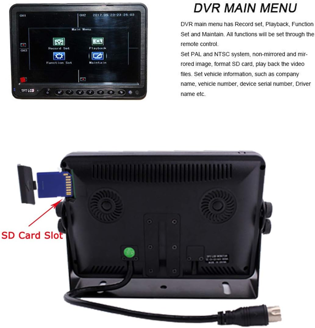 7 inch Quad Split Screen Backup Camera Monitor with DVR Recorder B67523