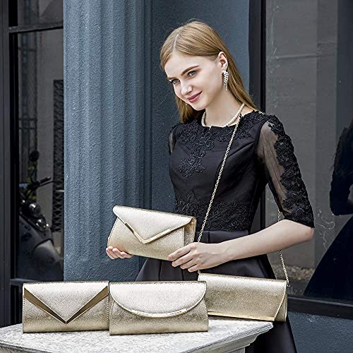 Gold Clutch Evening Bag with Chain X496