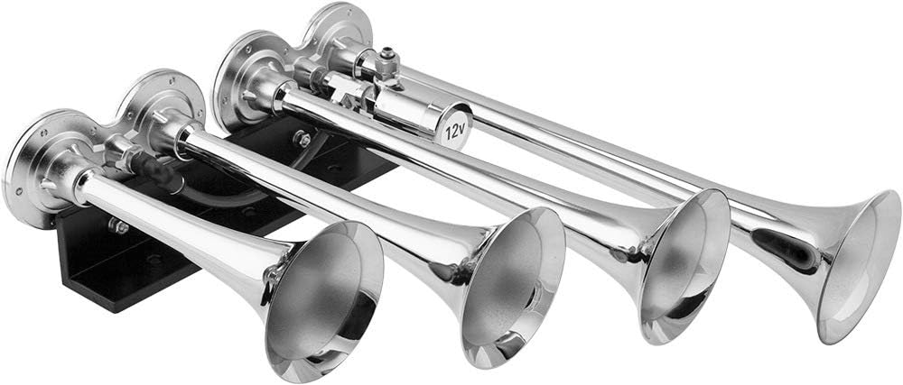 4 Air Horn Chrome Plated Trumpets Train Horn Y9975