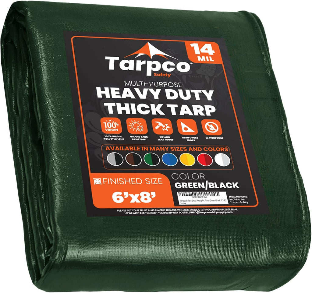 Brown/Black 8′ X 10′ Pack of 2 Waterproof Poly Tarpaulin with Reinforced Edges Y92513