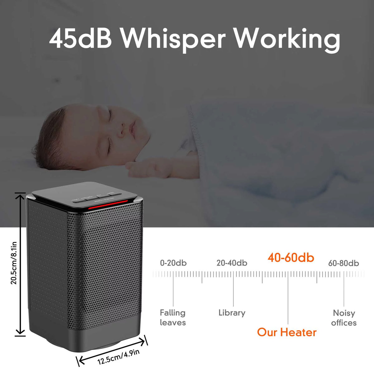 950W Portable Ceramic Heater with Oscillation, Black Q935