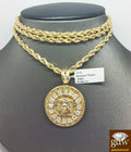 10k Gold Rope Chain Necklace 26 inch with 10k Pendant Charm A9068