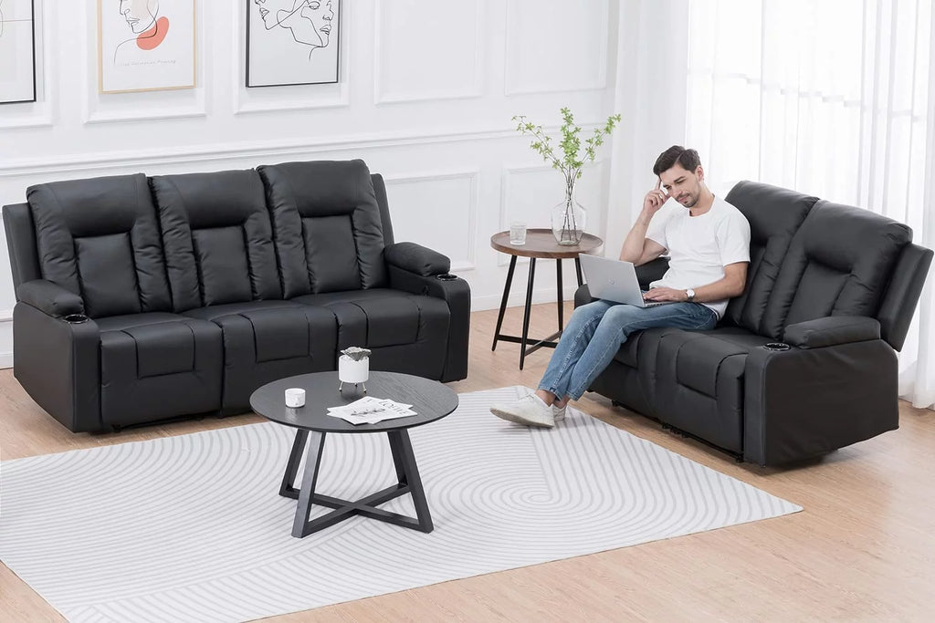 3PC Bonded Leather Recliner Set H56845