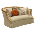 Antique Gold Fabric Upholstery Loveseat with 5 Pillows B23686