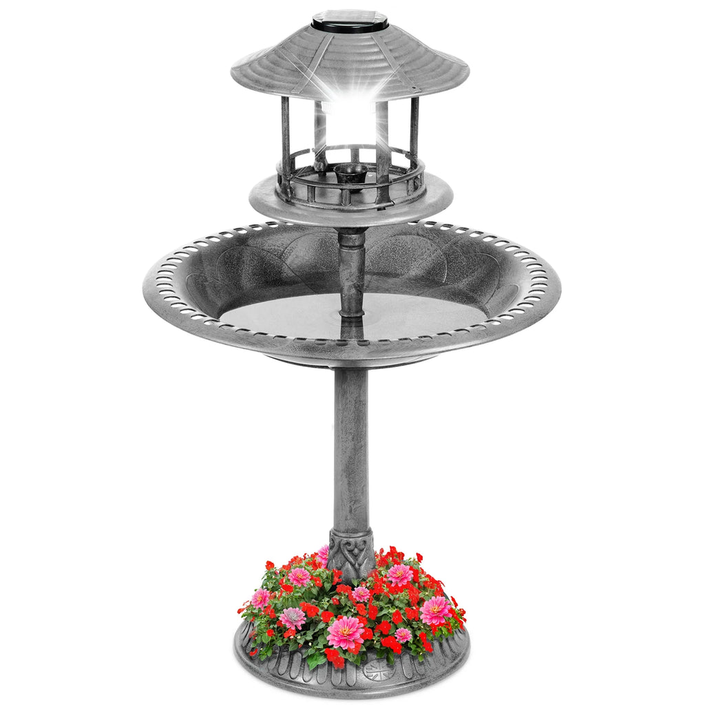 Solar Outdoor Bird Bath Pedestal Fountain O161451