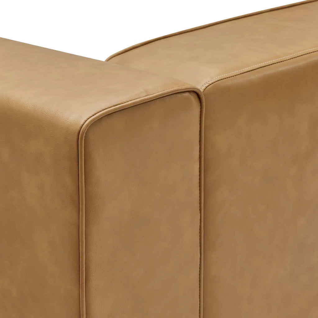 Tan Faux Vegan Leather Sectional Sofa Set A53150