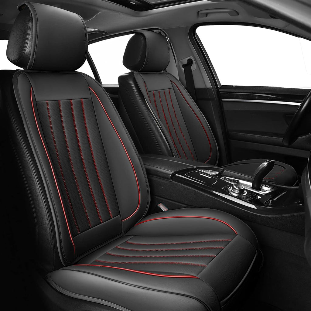 2pc Black Leather Universal Car Seat Covers O851354