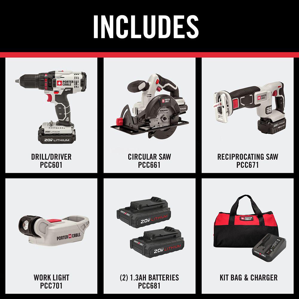 20V Drill/Driver and Saw Combo Kit, 4 pc. P394664