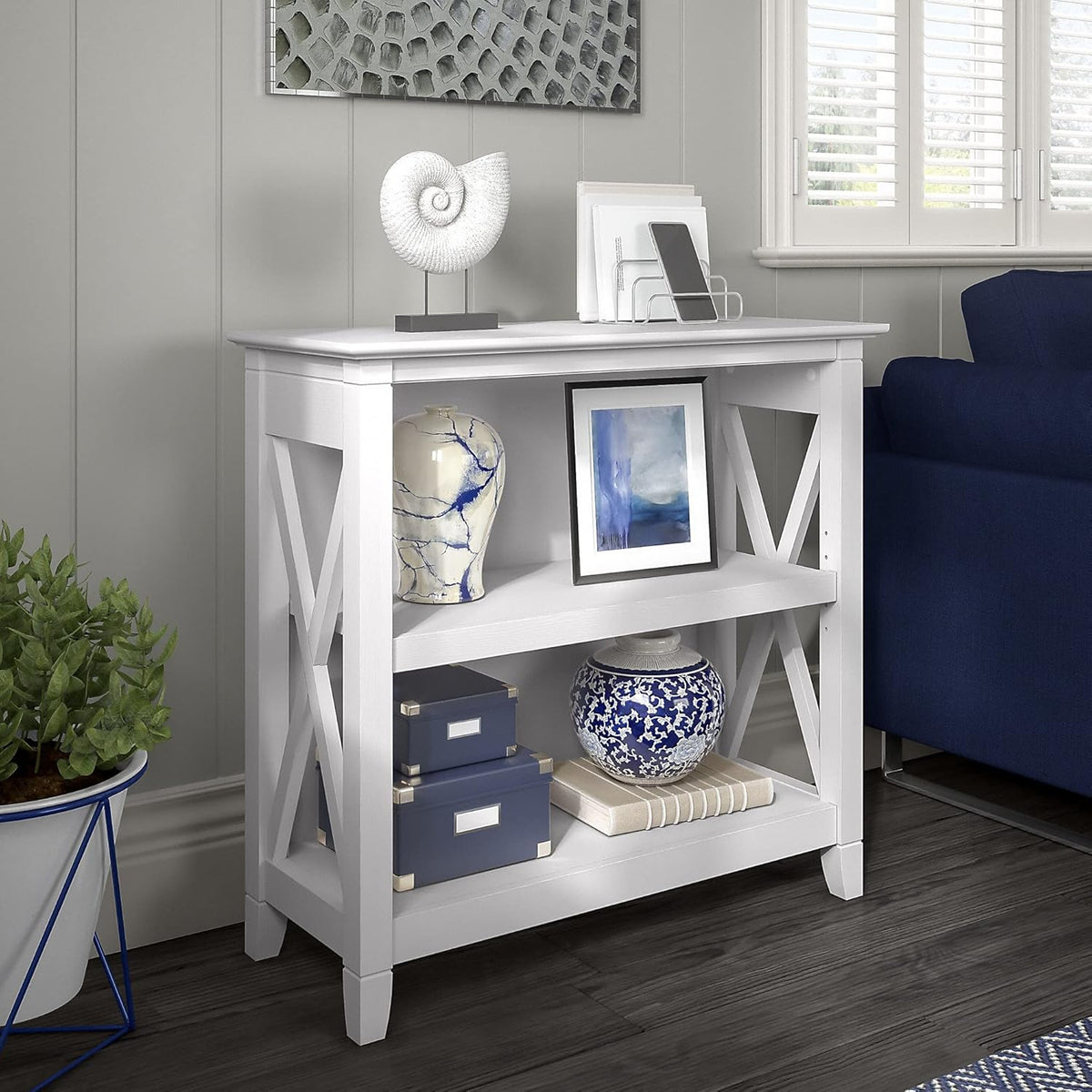 Pure White Oak 2 Shelf Bookcase V300997