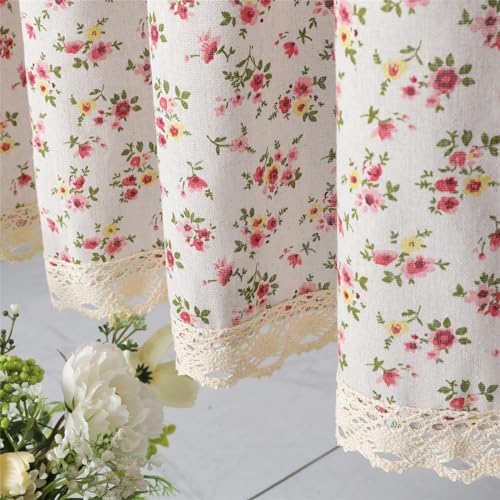 Beige Cotton Linen Tier Curtain 36 Inch Long 1 Panel G40741