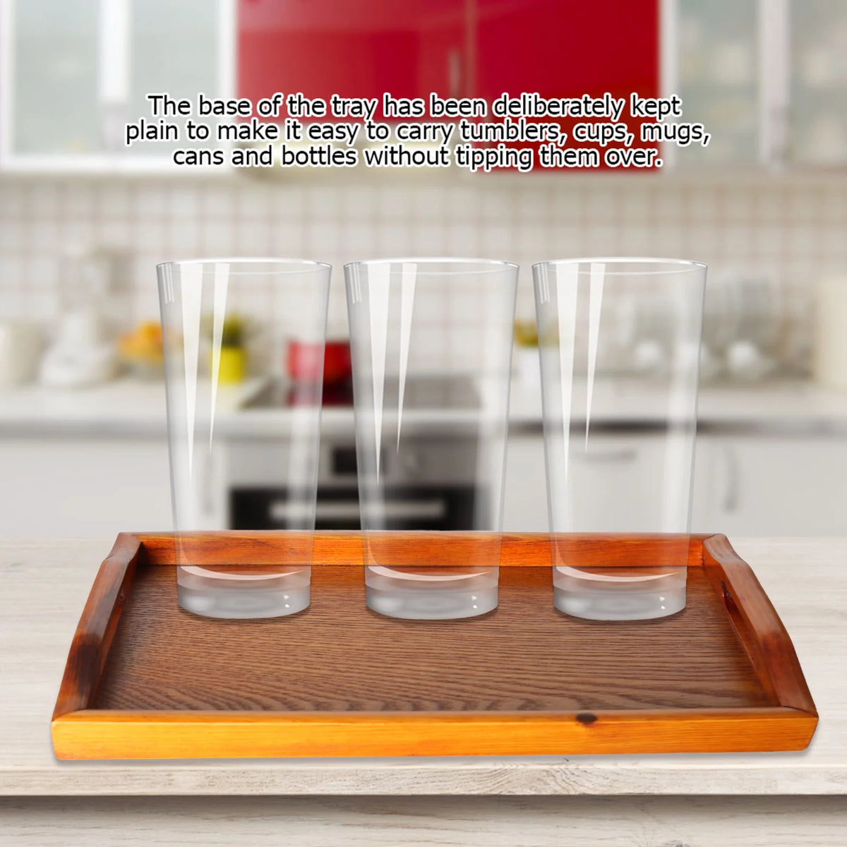 Wooden Serving Tray with Handles (Brown, Rectangle) A5975
