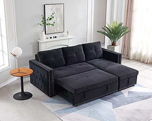 Black Sectional Sofa with Storage Chaise R791637
