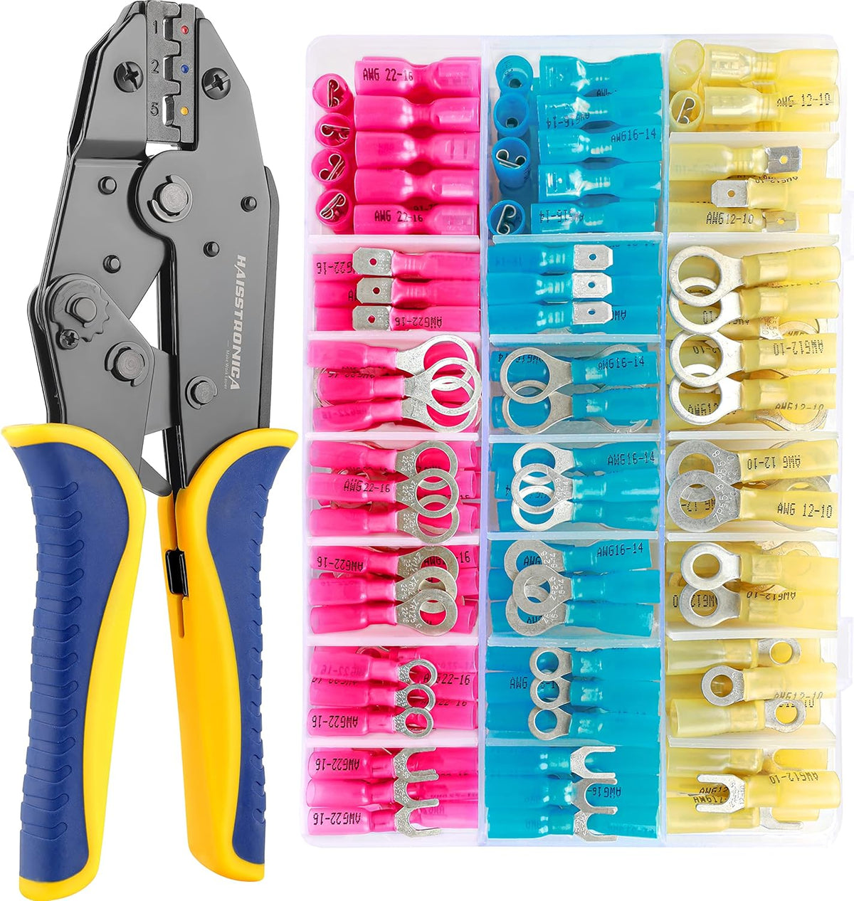 Crimping Tool for Heat Shrink Connectors with 280 PCS Marine Grade Connectors I1409