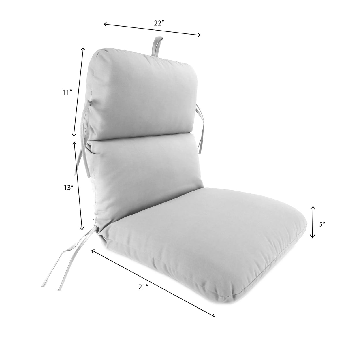 45" x 22" Char Gray Stripe Rectangular Outdoor Chair Cushion with Ties and Hanger Loop U49486