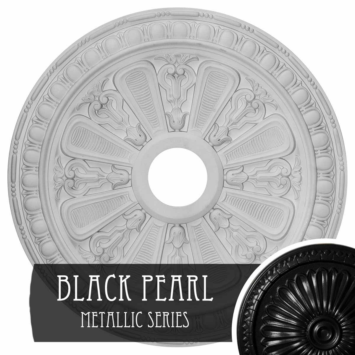 Hand-Painted Black Pearl Ceiling Medallion U36147