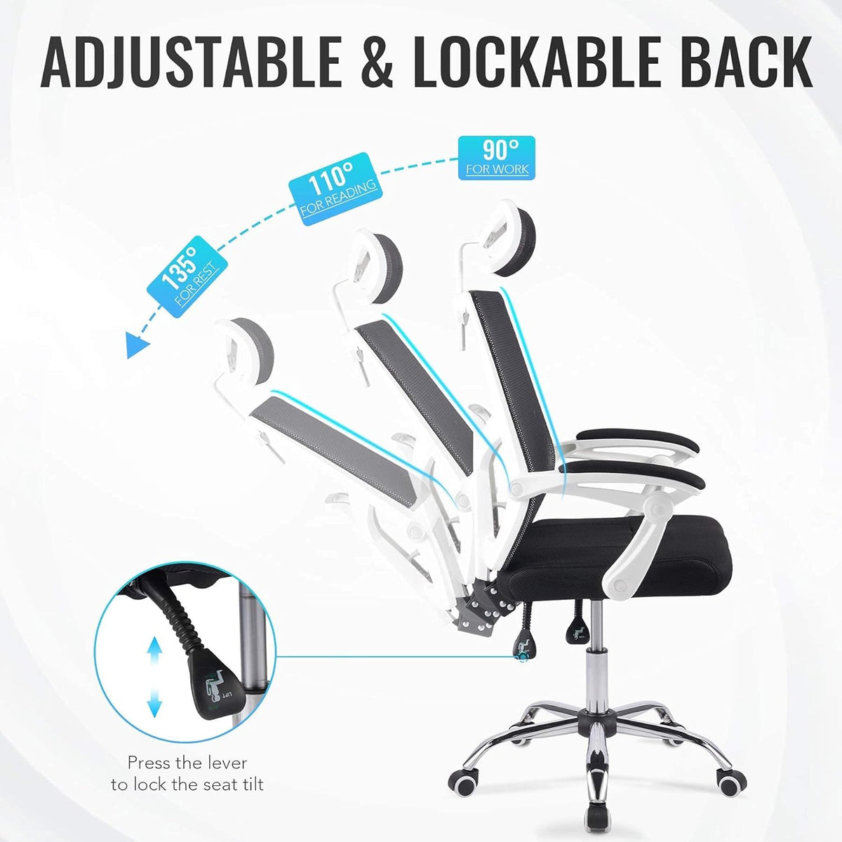 Black Ergonomic Mesh Office Chair with Lumbar Support M25982