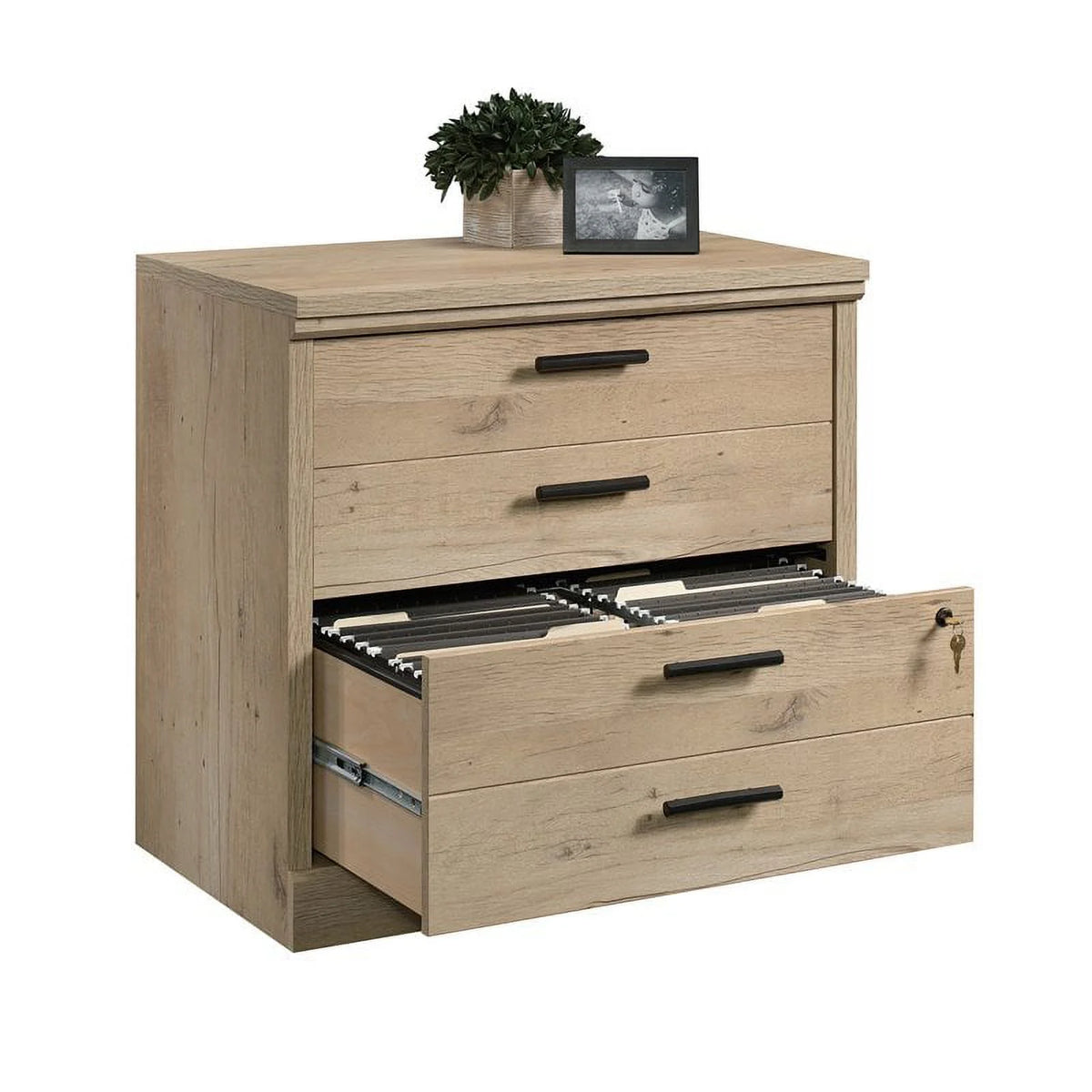 Traditional Engineered Wood Lateral File Cabinet in Prime Oak C5099