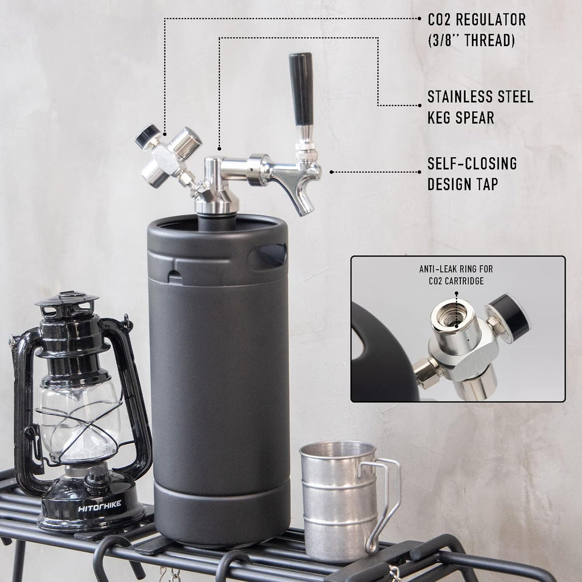 128oz Pressurized Stainless Steel Mini Keg with Cooler Jacket X586934