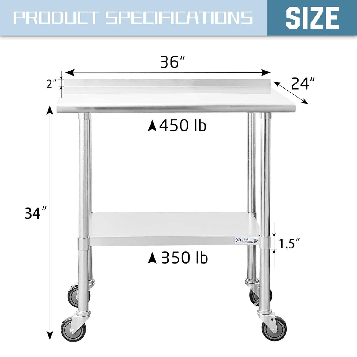 Stainless Steel Table with Caster Wheels T2382
