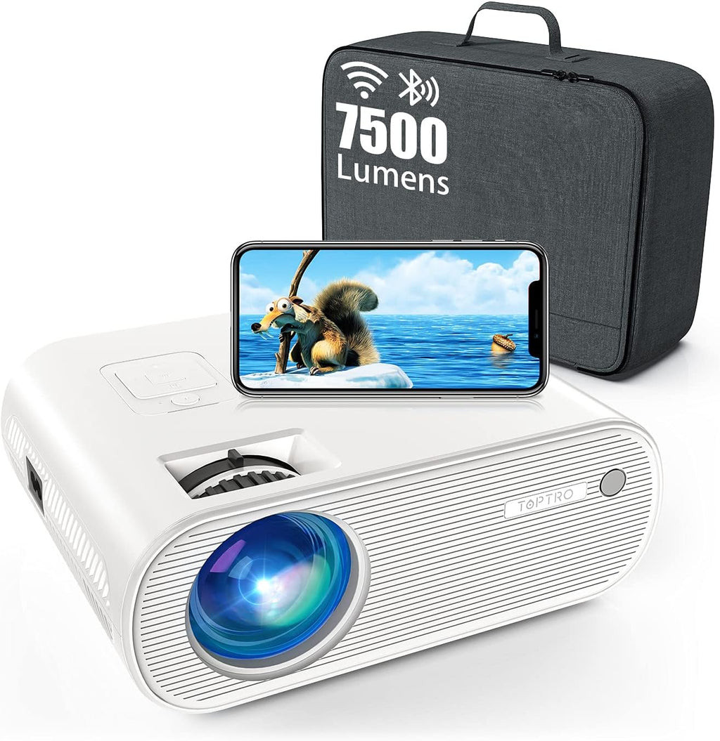 WiFi Bluetooth Full HD 7500 Lumen Mini Projector with Carrying Case A2060