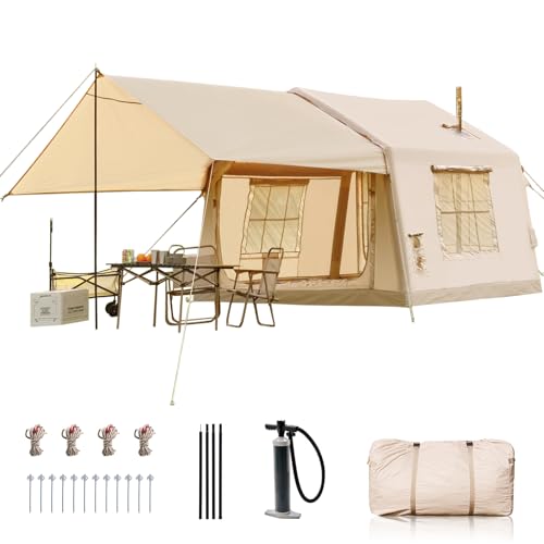 Inflatable Tent with Hand Pump and Stove Jack, Waterproof Oxford, 4-6 Person T361