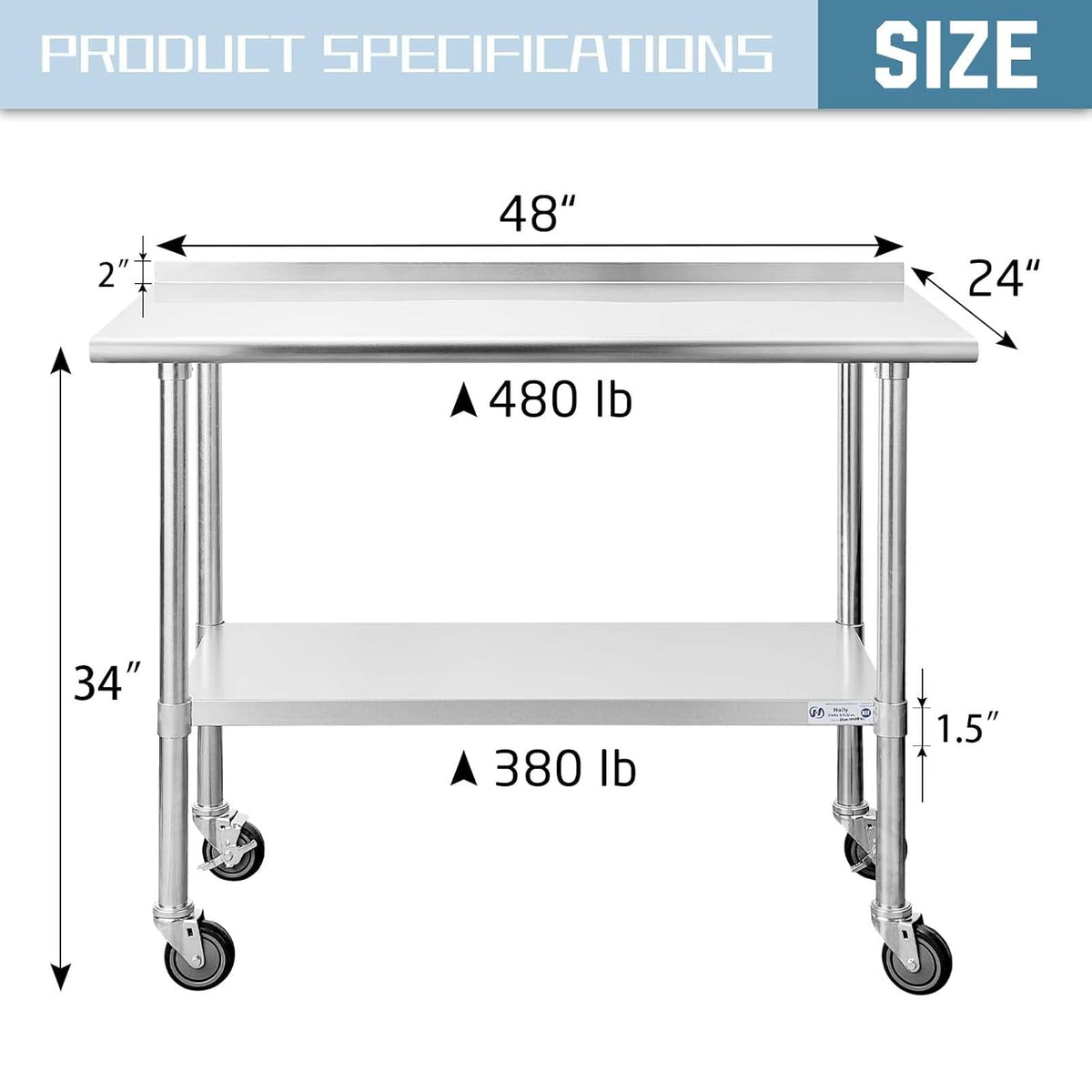 Stainless Steel Table with Caster Wheels T2382