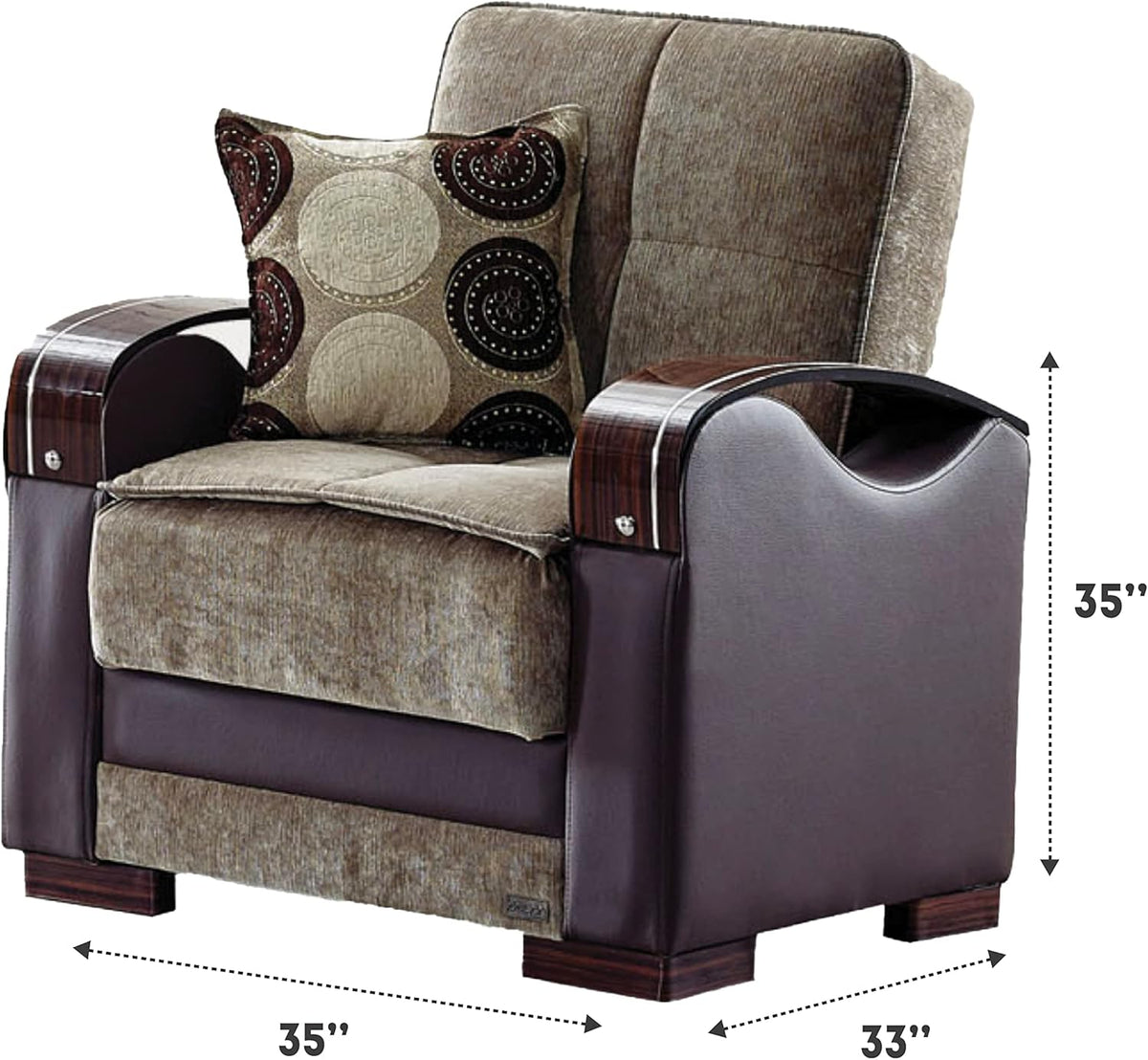 Light Brown Convertible Sleeper Chair with Storage A763