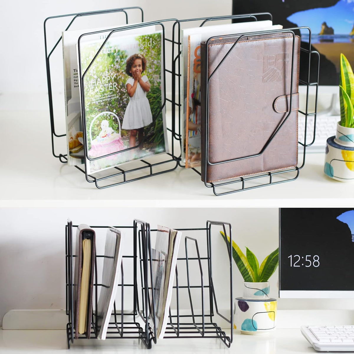Black Metal 2 Pack 3 Compartment File Organizer W90558