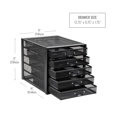 10-Drawer Metal Mesh Desk Organizer, Silver U5534