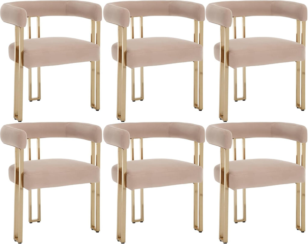 Set of 6 Velvet Khaki Dining Chairs O400472