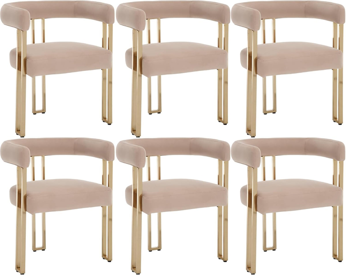 Set of 6 Velvet Khaki Dining Chairs O400472