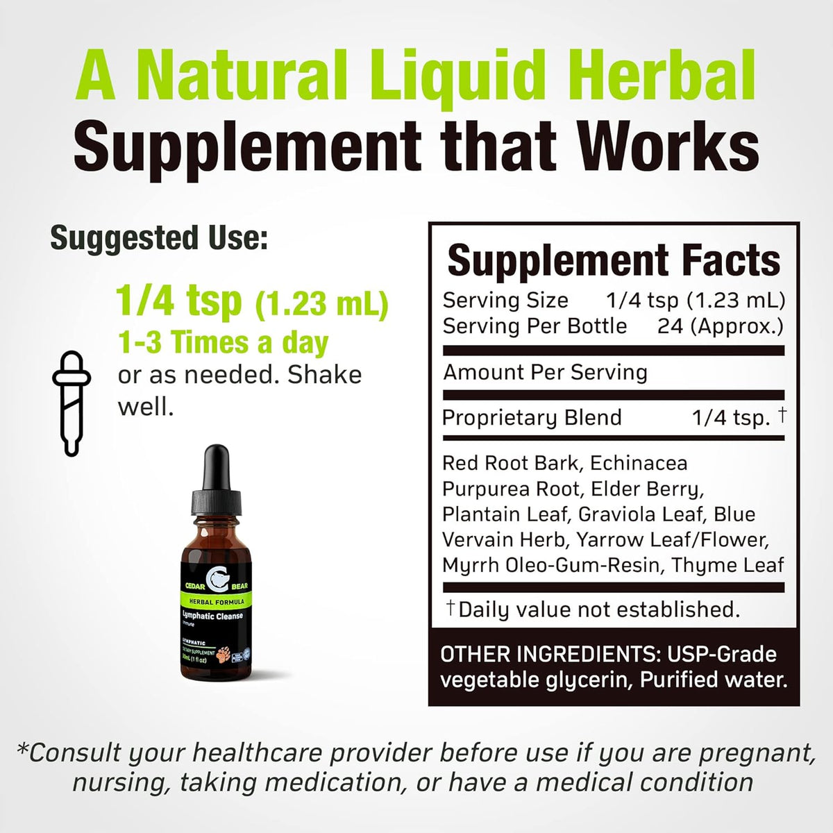 Lymphatic Cleanse Immune Support Supplement, Alcohol-Free Liquid Herbal Supplements, 1 fl oz D633621