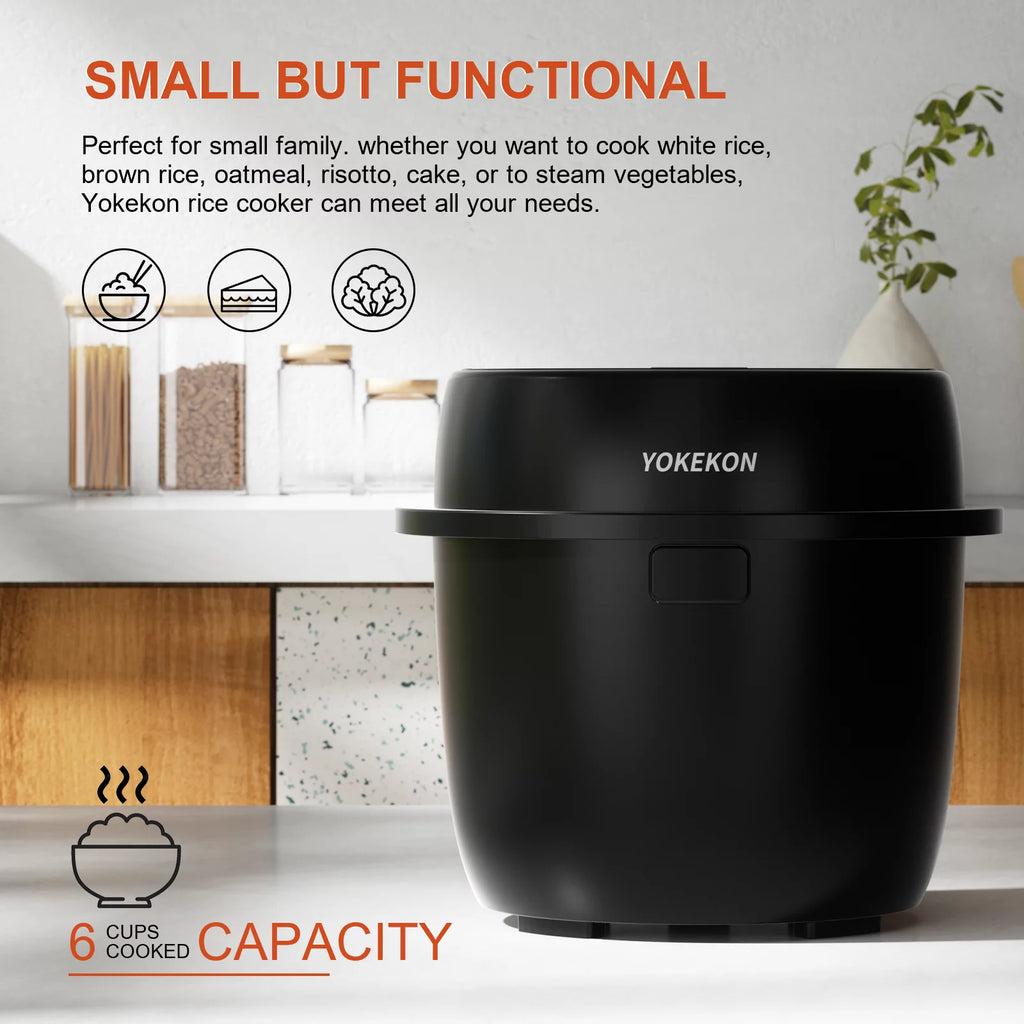 Black 3 Cup Rice Cooker with Steamer K996