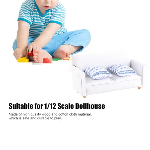 Miniature 2-Seat Sofa with Blue Flower Pattern Cushion K827323