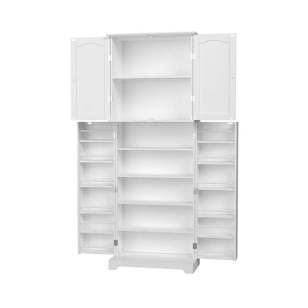 White Tall Kitchen Pantry Storage Cabinet with Doors and Shelves R793