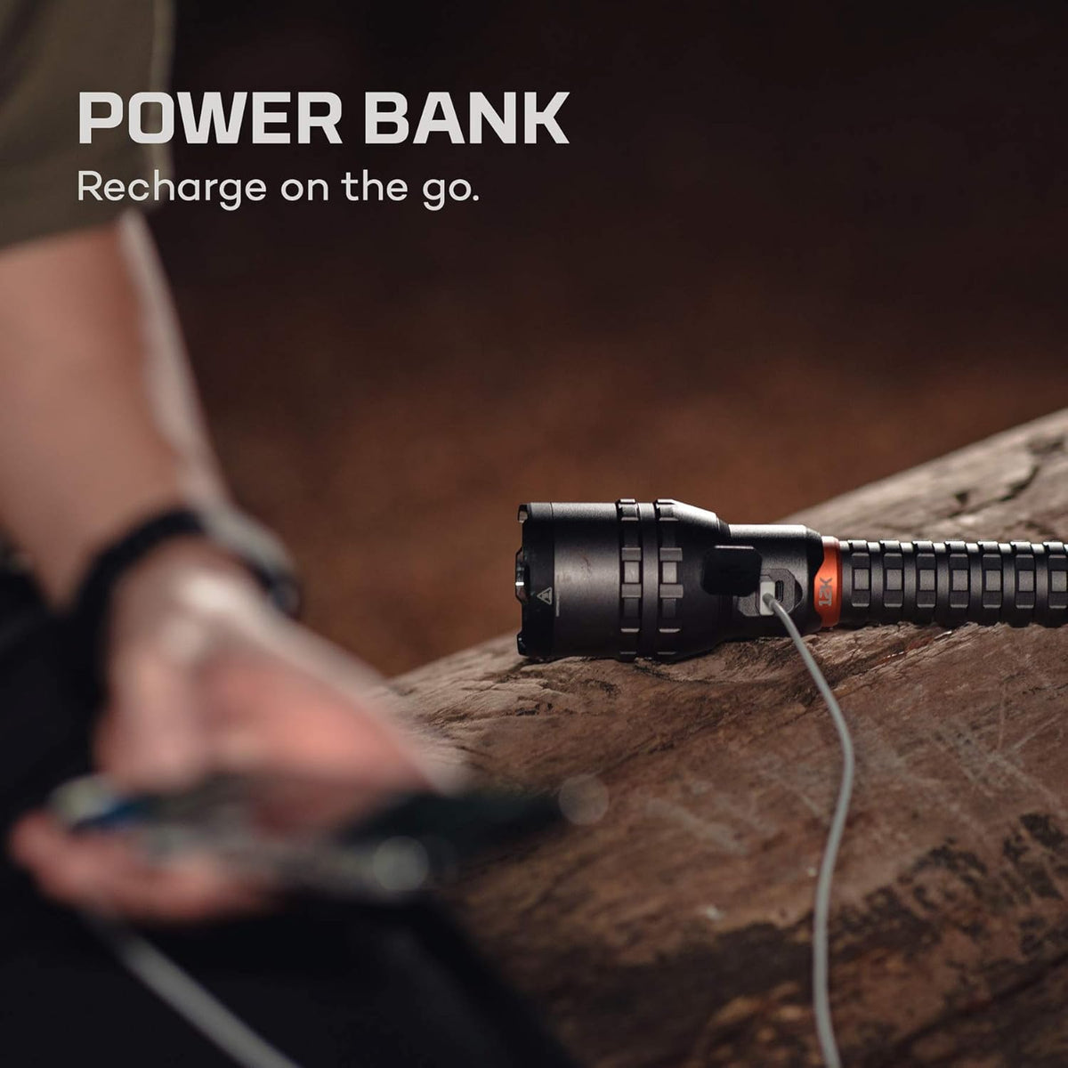 12K lumen rechargeable adjustable beam LED flashlight with USB powered LED reading light bundle E728042