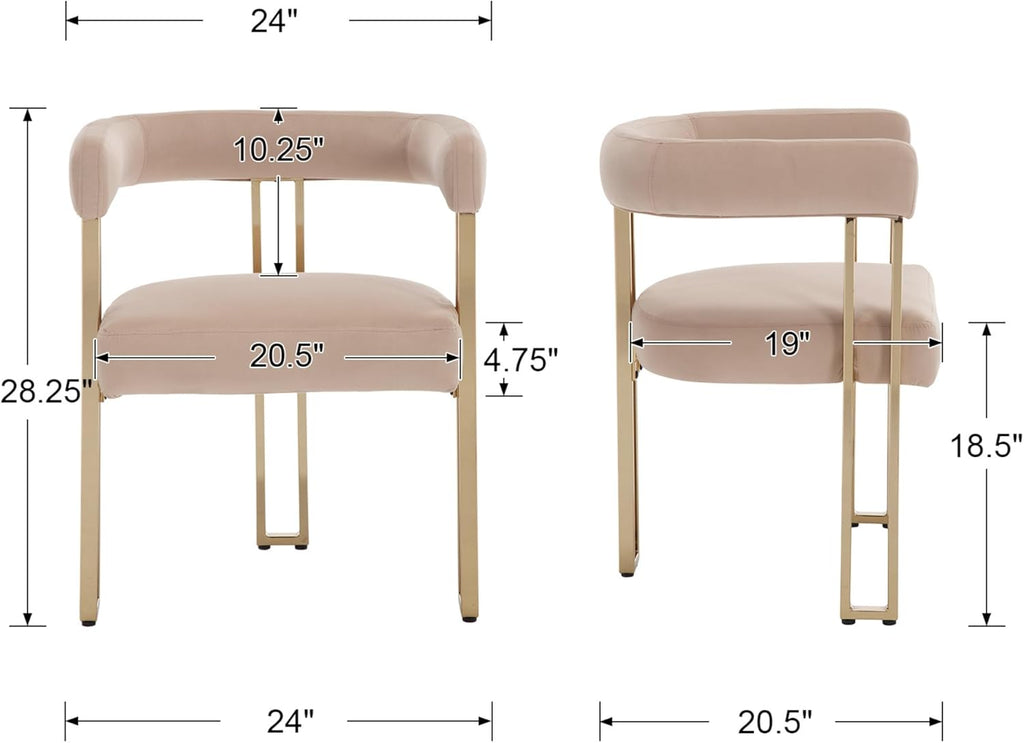 Set of 6 Velvet Khaki Dining Chairs O400472