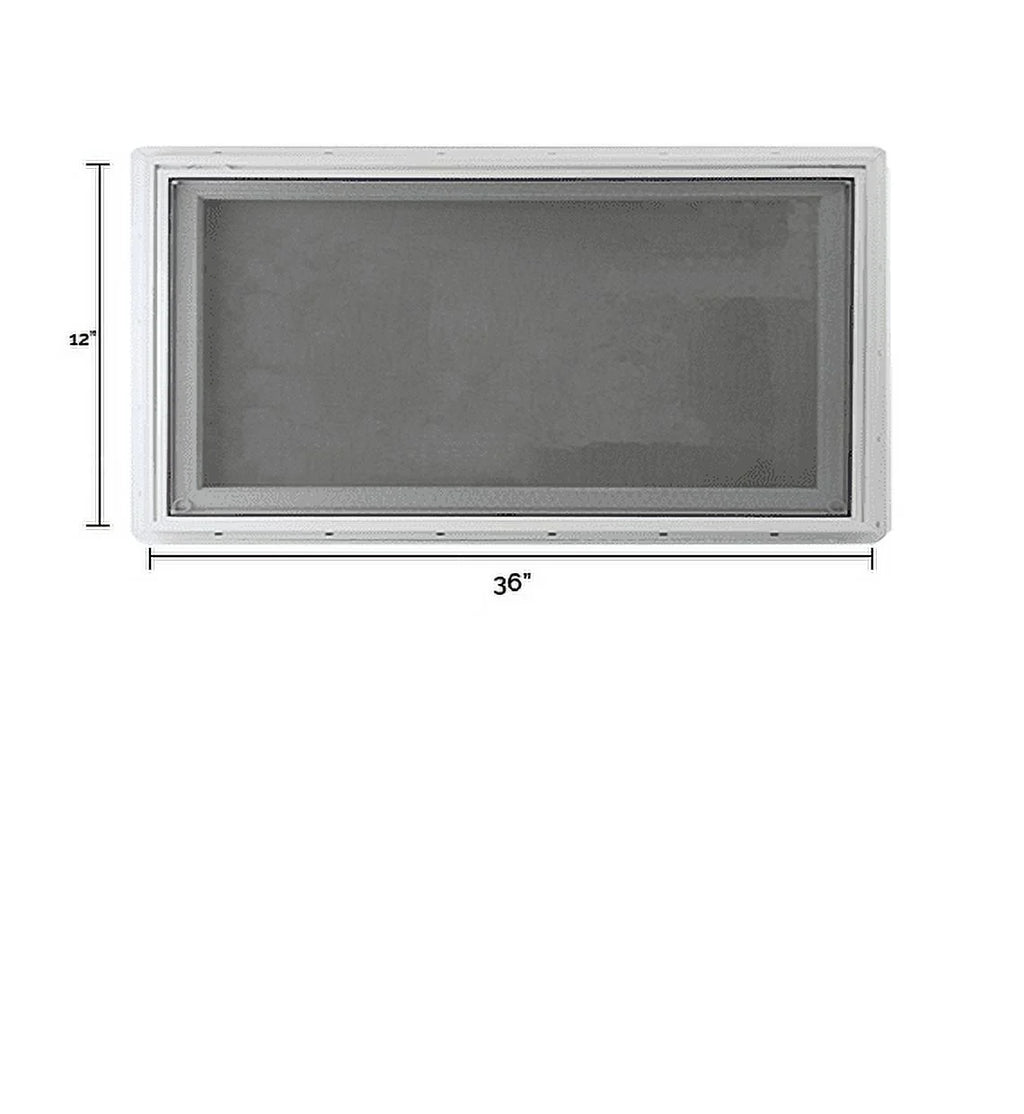 36" x 12" White Vinyl Casement Window with Tempered Low-E Glass P345